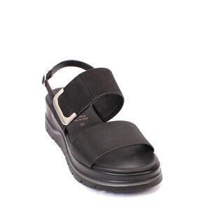 PHIL GATIÈR by REPO 11423a Black Leather Slingbacks Platform Sandals